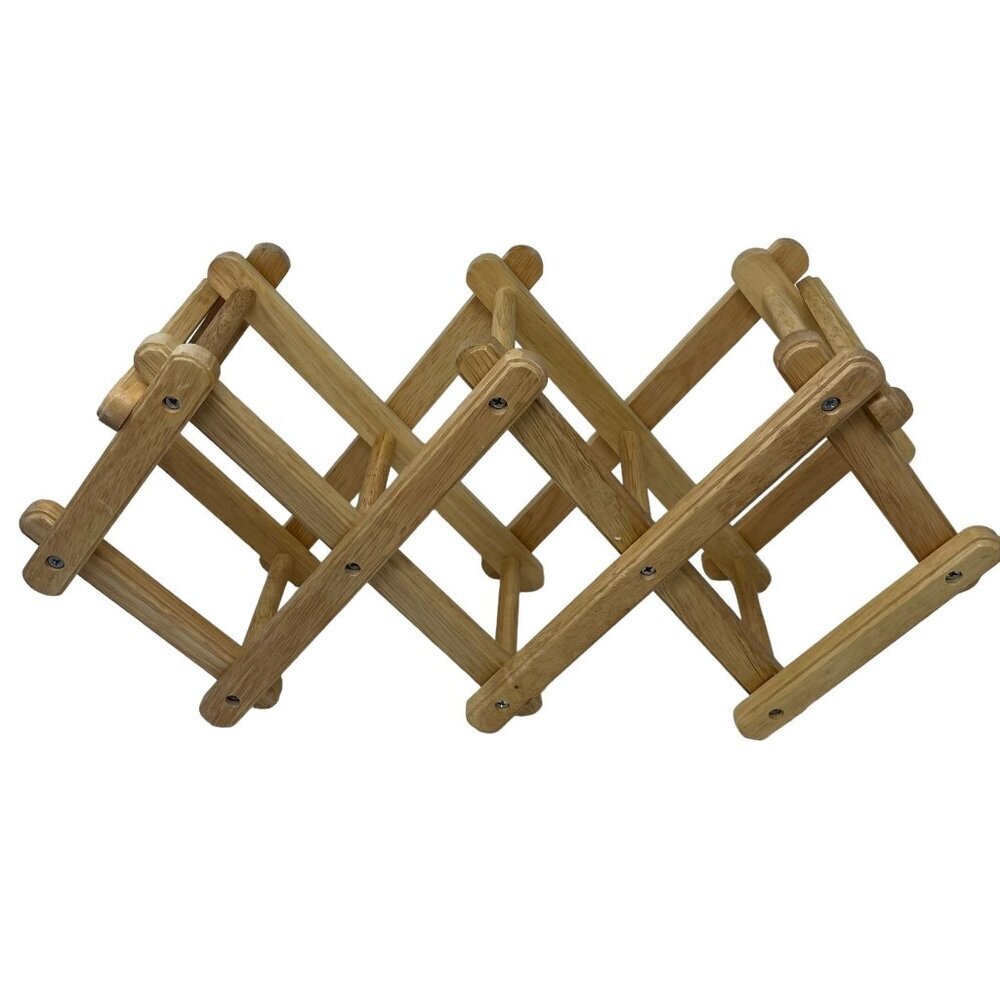 Kamenstein Wooden Accordion Wine Rack Criss Cross Water Bottle Organization